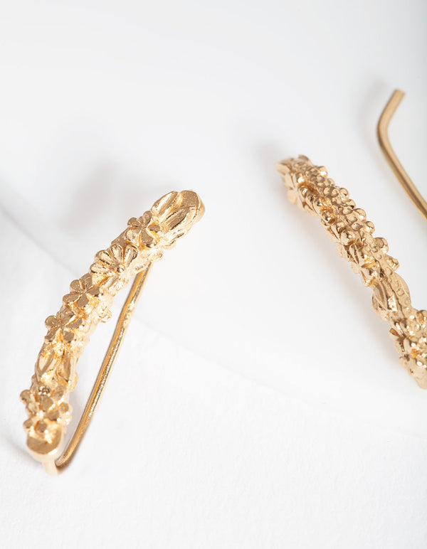 Gold Plated Sterling Silver Textured Ear Crawler