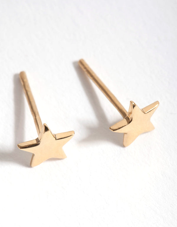 Gold Plated Sterling Silver Star Stud Earrings