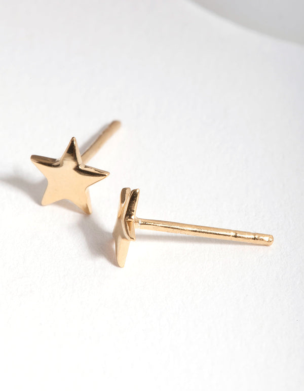 Gold Plated Sterling Silver Star Stud Earrings