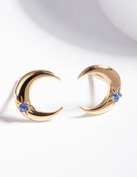 Gold Plated Sterling Silver Moon Stud Earrings - link has visual effect only