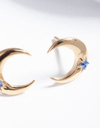 Gold Plated Sterling Silver Moon Stud Earrings - link has visual effect only