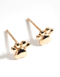 Gold Plated Sterling Silver Paw Print Stud Earrings - link has visual effect only