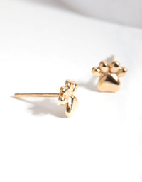 Gold Plated Sterling Silver Paw Print Stud Earrings - link has visual effect only