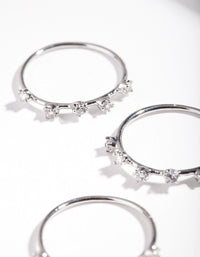 Rhodium Cubic Zirconia Pattern Ring Stack - link has visual effect only