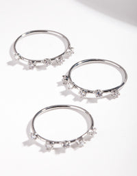 Rhodium Cubic Zirconia Pattern Ring Stack - link has visual effect only