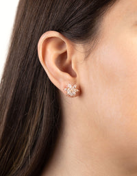 Gold Diamond Simulant Flower Stud Earrings - link has visual effect only