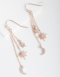 Rose Gold Star Moon Drop Earrings - link has visual effect only