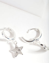 Silver Star Moon Huggie Earrings - link has visual effect only