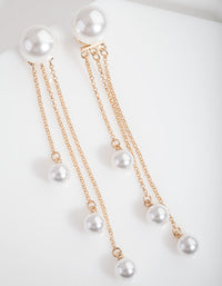 Gold Cascading Pearl Drop Earrings - link has visual effect only