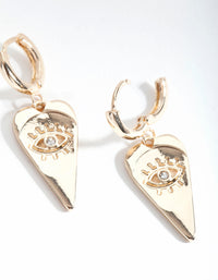 Gold Evil Eye Teardrop Huggie Earrings - link has visual effect only