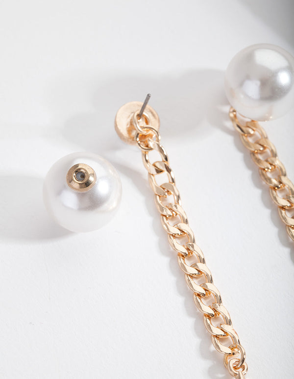 Gold Star and Pearl Drop Earrings