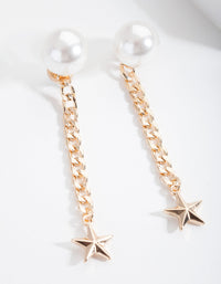 Gold Star and Pearl Drop Earrings - link has visual effect only