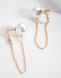 Gold Bee and Pearl Backing Drop Earrings - link has visual effect only