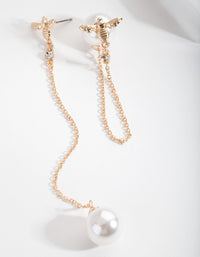 Gold Bee and Pearl Backing Drop Earrings - link has visual effect only
