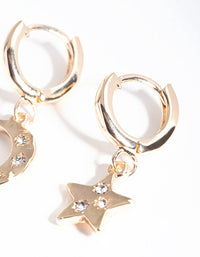 Gold Star Moon Huggie Earrings - link has visual effect only