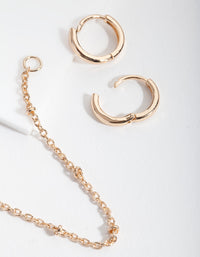 Gold Chain Double Huggie Earrings - link has visual effect only