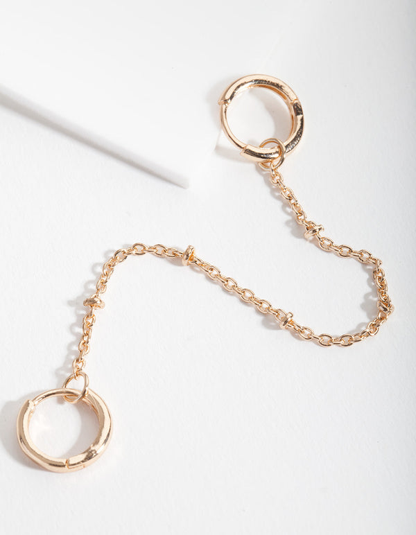 Gold Chain Double Huggie Earrings