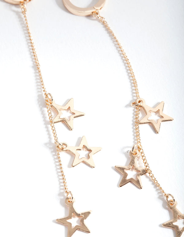 Gold Star Chain Earrings