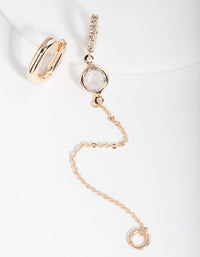 Gold Mismatch Stone and Chain Earrings - link has visual effect only