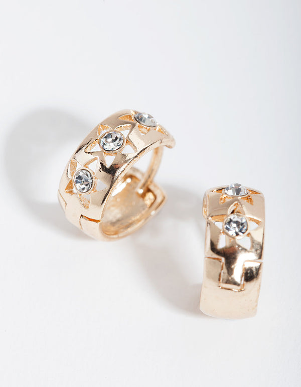 Gold Cutout Star Huggie Earrings