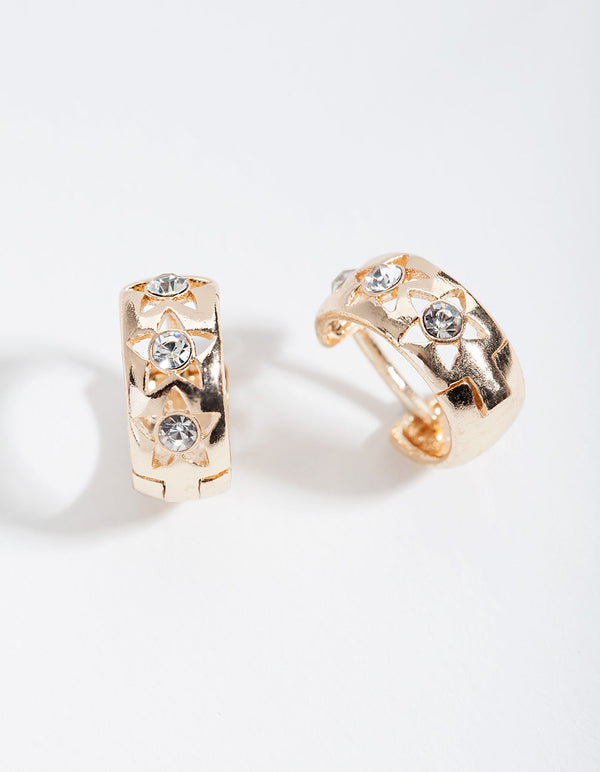 Gold Cutout Star Huggie Earrings