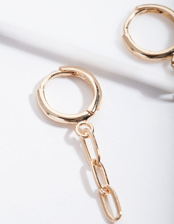 Gold Chain Link Huggie Earrings