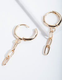 Gold Chain Link Huggie Earrings - link has visual effect only