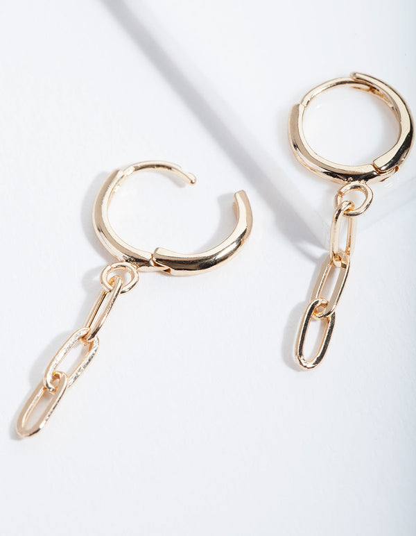 Gold Chain Link Huggie Earrings