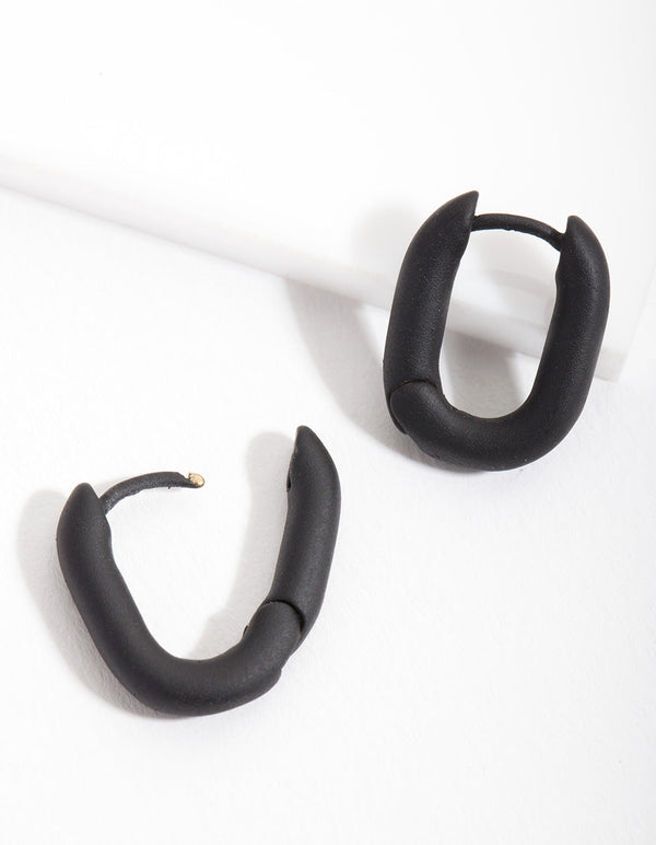 Black Small Square Huggie Earrings
