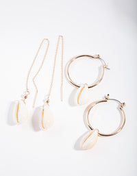 Cream Double Conch Earring Pack - link has visual effect only