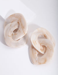 Cream Double Link Drop Earrings - link has visual effect only