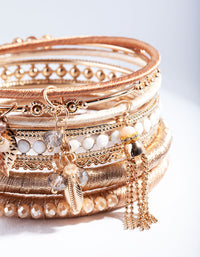 Gold Brown Tassel Bangle Pack - link has visual effect only
