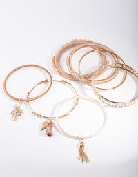 Gold Brown Tassel Bangle Pack - link has visual effect only