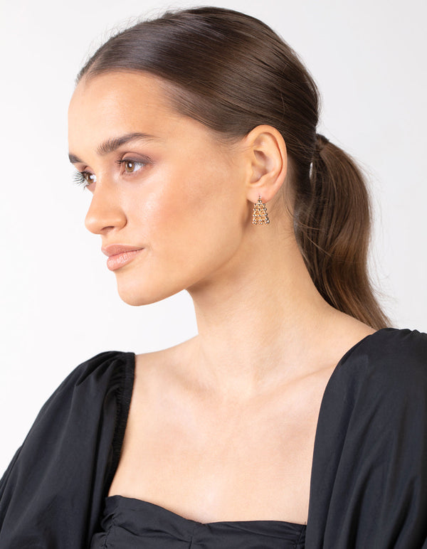 Gold Ball Open Hoop Earrings