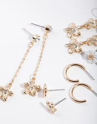 Gold Daisy White Earring 6 Pack - link has visual effect only