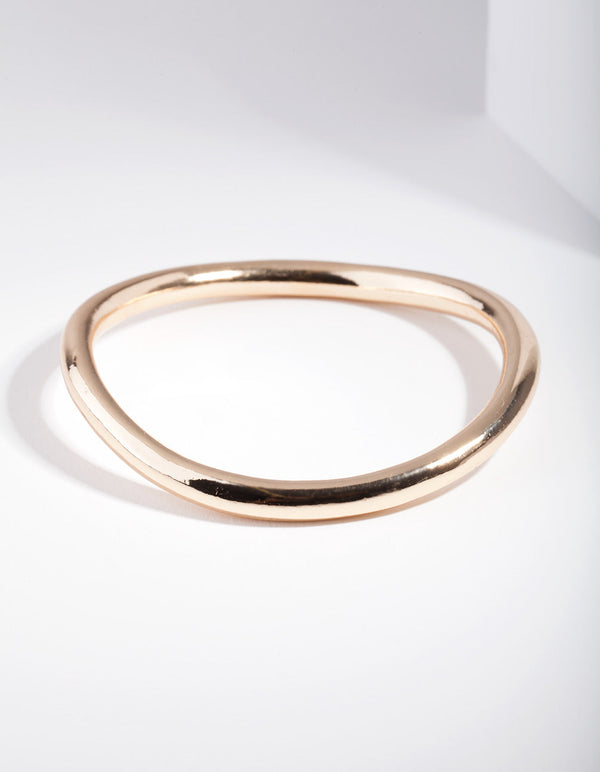 Gold Wave Round Bangle