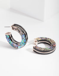 Rose Gold Teal Iridescent Open Hoop Earrings - link has visual effect only