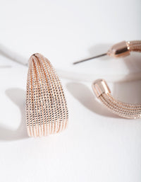 Rose Gold Textured C Hoop Earrings - link has visual effect only