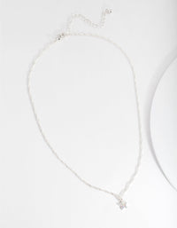 Silver Diamond Simulant Star Choker Necklace - link has visual effect only