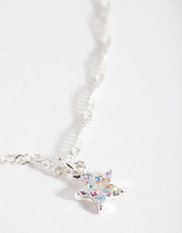 Silver Diamond Simulant Star Choker Necklace - link has visual effect only