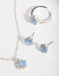 Silver and Blue Diamond Simulant Jewellery Set - link has visual effect only