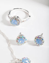 Silver and Blue Diamond Simulant Jewellery Set - link has visual effect only