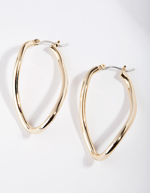 Real Gold Plated Organic Hoop Earrings