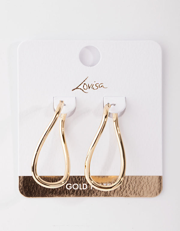 Real Gold Plated Organic Hoop Earrings