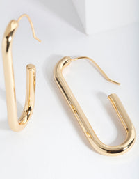 Real Gold Plated Rectangle Hoop Earrings - link has visual effect only