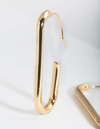 Real Gold Plated Rectangle Hoop Earrings - link has visual effect only