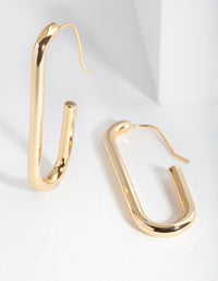 Real Gold Plated Rectangle Hoop Earrings - link has visual effect only