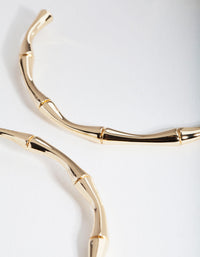 Real Gold Plated Large Bamboo Hoop Earrings - link has visual effect only