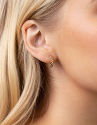 Real Gold Plated Twisted Hoop Earrings - link has visual effect only