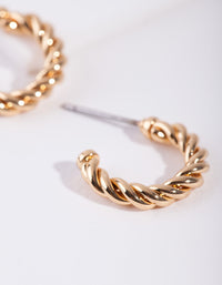 Real Gold Plated Twisted Hoop Earrings - link has visual effect only
